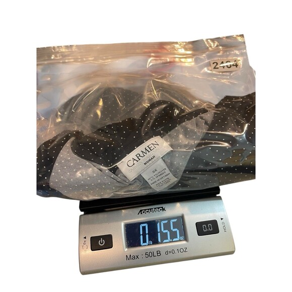 Carmen Black White Small Polka Dot FlutterSleeve Top 3X Plus Stretch Blouse NWT - Picture 8 of 12